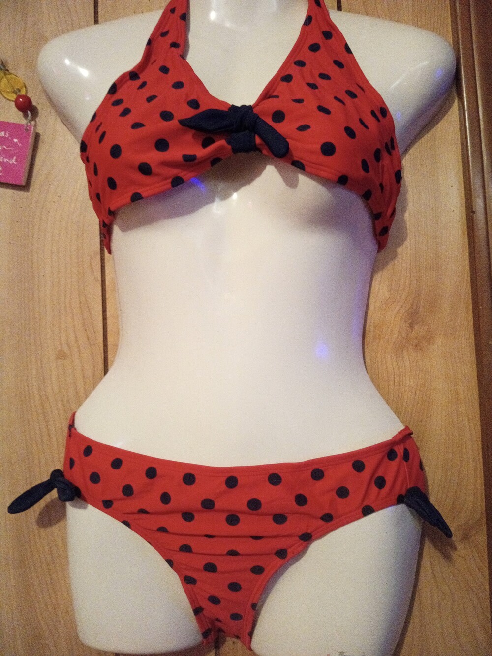 Red & Black Polka Dot Bikini Like New
